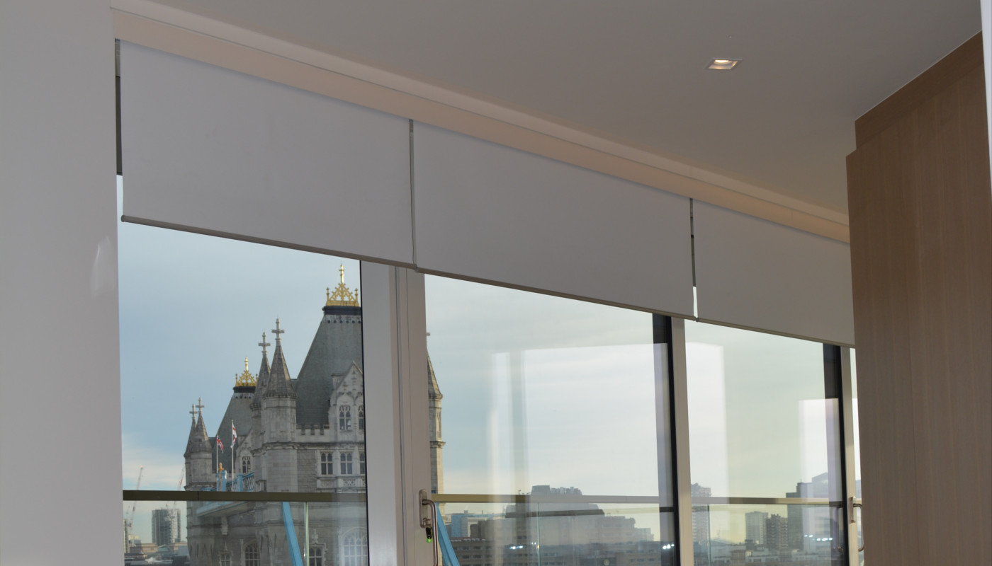 Tower Bridge Motorised Blinds Lowered